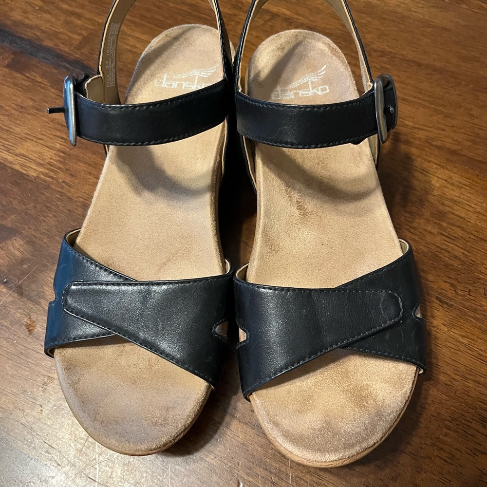 Dansko Black Leather Sandals